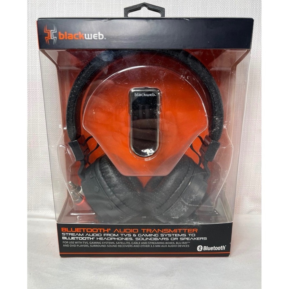 Blackweb Bluetooth Audio Transmitter with Wireless Headphones BWA17AV003 Black